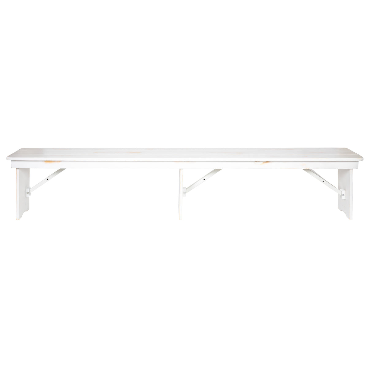 Flash Furniture XA-B-96X12-L-WH-GG 8' x 12" Antique Rustic White Solid Pine Folding Farm Bench - Portable Bench - View 10