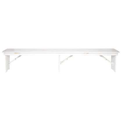 Flash Furniture XA-B-96X12-L-WH-GG 8' x 12" Antique Rustic White Solid Pine Folding Farm Bench - Portable Bench - View 10
