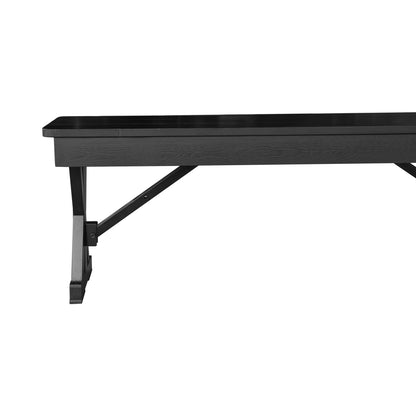 Flash Furniture XA-B-96X12-L-XLEGS-BW-GG 8' x 12" Antique Solid Pine Farmhouse Folding Bench in Black Wash - View 11