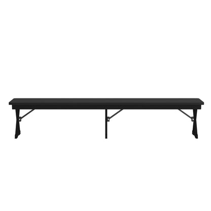 Flash Furniture XA-B-96X12-L-XLEGS-BW-GG 8' x 12" Antique Solid Pine Farmhouse Folding Bench in Black Wash - View 13