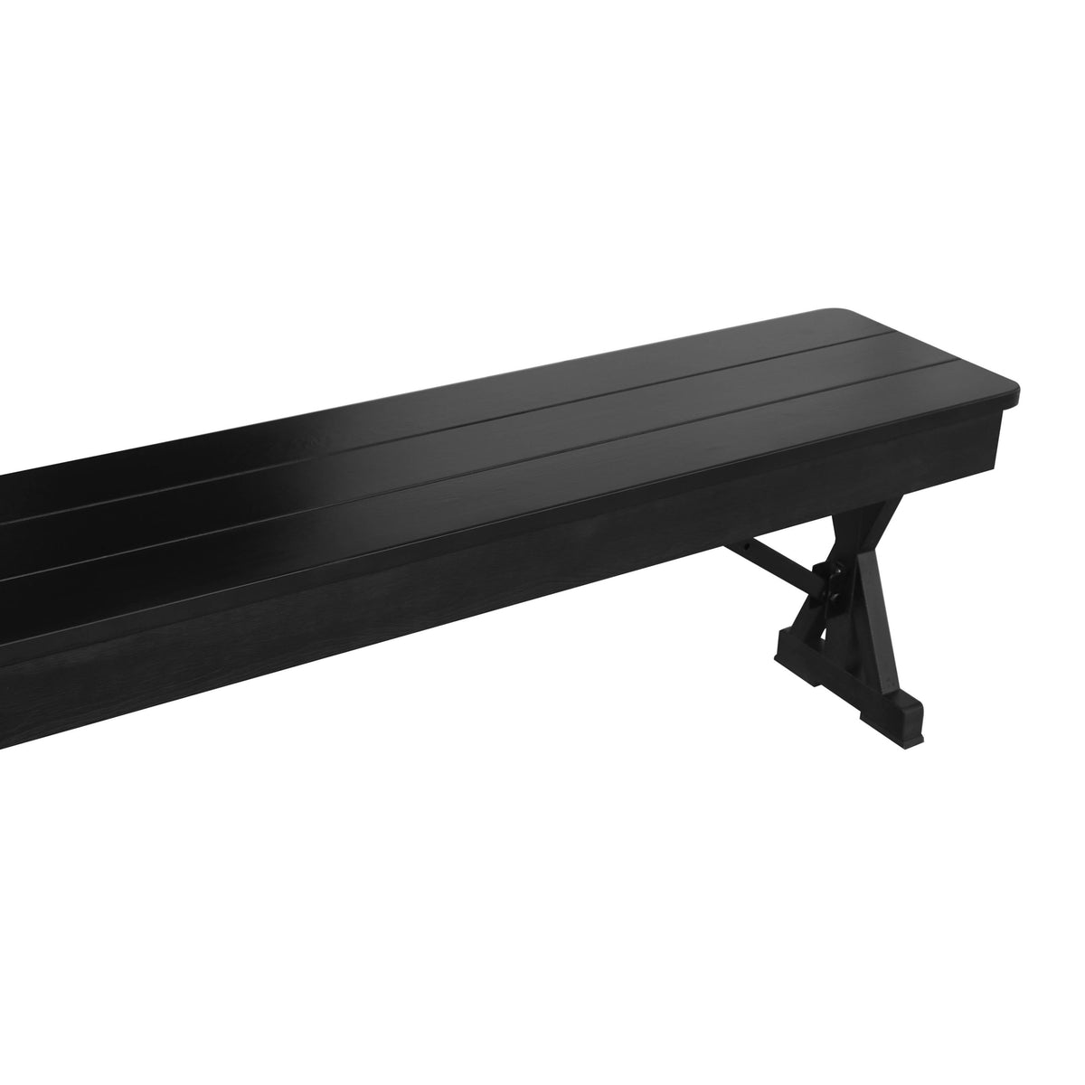 Flash Furniture XA-B-96X12-L-XLEGS-BW-GG 8' x 12" Antique Solid Pine Farmhouse Folding Bench in Black Wash - View 15