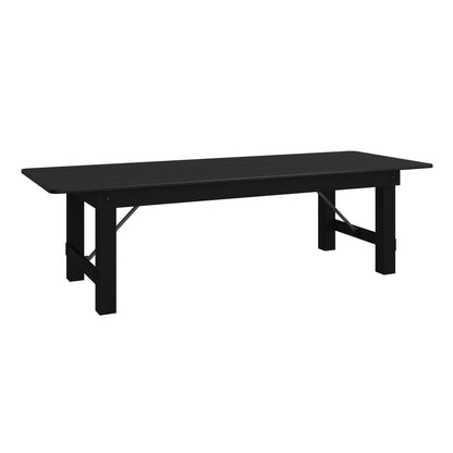 Flash Furniture XA-F-108X40-BW-GG 9' x 40" Rectangular Rustic Solid Pine Farmhouse Folding Table in Black Wash - Main view