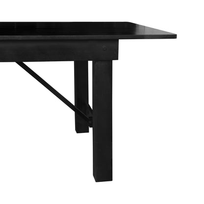 Flash Furniture XA-F-108X40-BW-GG 9' x 40" Rectangular Rustic Solid Pine Farmhouse Folding Table in Black Wash - View 6