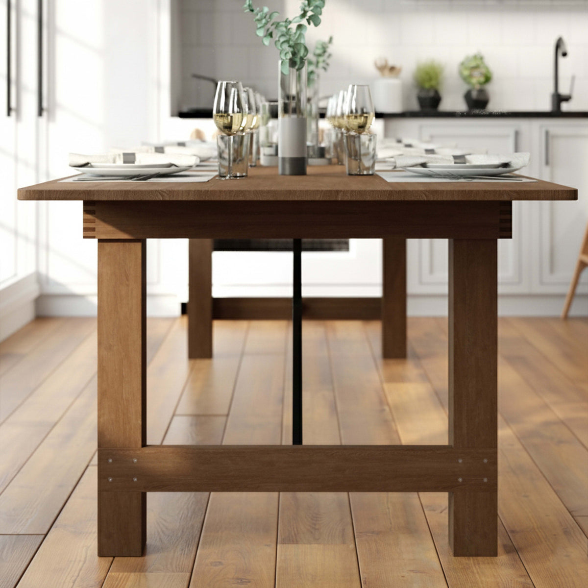Flash Furniture XA-F-108X40-GG 9' x 40" Rectangular Antique Rustic Solid Pine Folding Farm Table - View 6