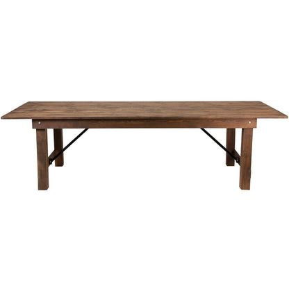 Flash Furniture XA-F-108X40-GG 9' x 40" Rectangular Antique Rustic Solid Pine Folding Farm Table - View 8