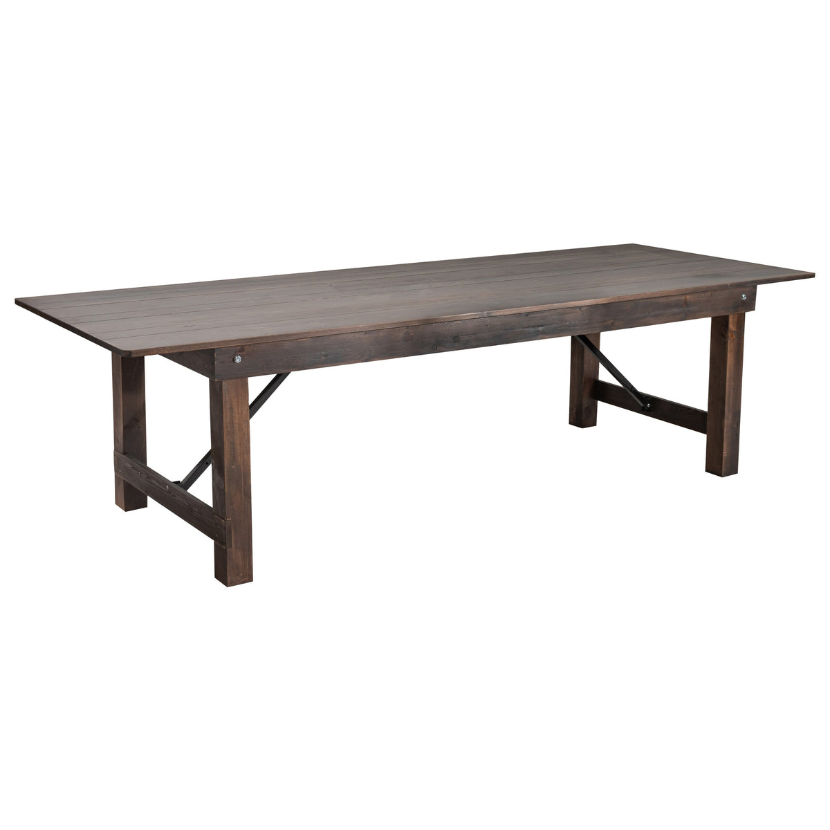Flash Furniture XA-F-108X40-MG-GG 9' x 40" Rectangular Antique Rustic Mahogany Solid Pine Folding Farm Table - Main view