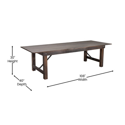 Flash Furniture XA-F-108X40-MG-GG 9' x 40" Rectangular Antique Rustic Mahogany Solid Pine Folding Farm Table - View 4