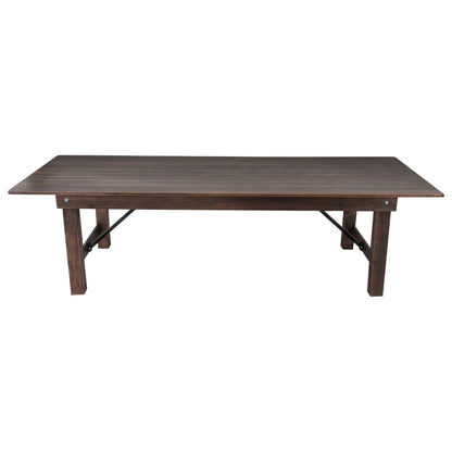 Flash Furniture XA-F-108X40-MG-GG 9' x 40" Rectangular Antique Rustic Mahogany Solid Pine Folding Farm Table - View 6