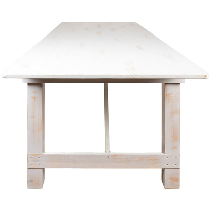 Flash Furniture XA-F-108X40-WH-GG 9' x 40" Rectangular Antique Rustic White Solid Pine Folding Farm Table - View 7