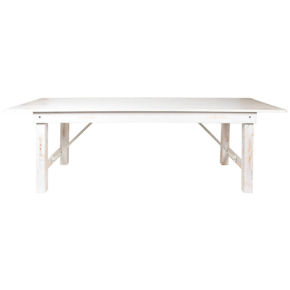 Flash Furniture XA-F-108X40-WH-GG 9' x 40" Rectangular Antique Rustic White Solid Pine Folding Farm Table - View 8
