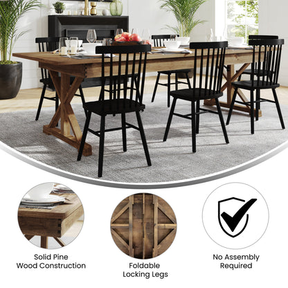 Flash Furniture XA-F-108X40-XLEGS-GG Solid Pine Farm Dining Table with X-Style Legs in Antique Rustic - 9' x 40" - View 2