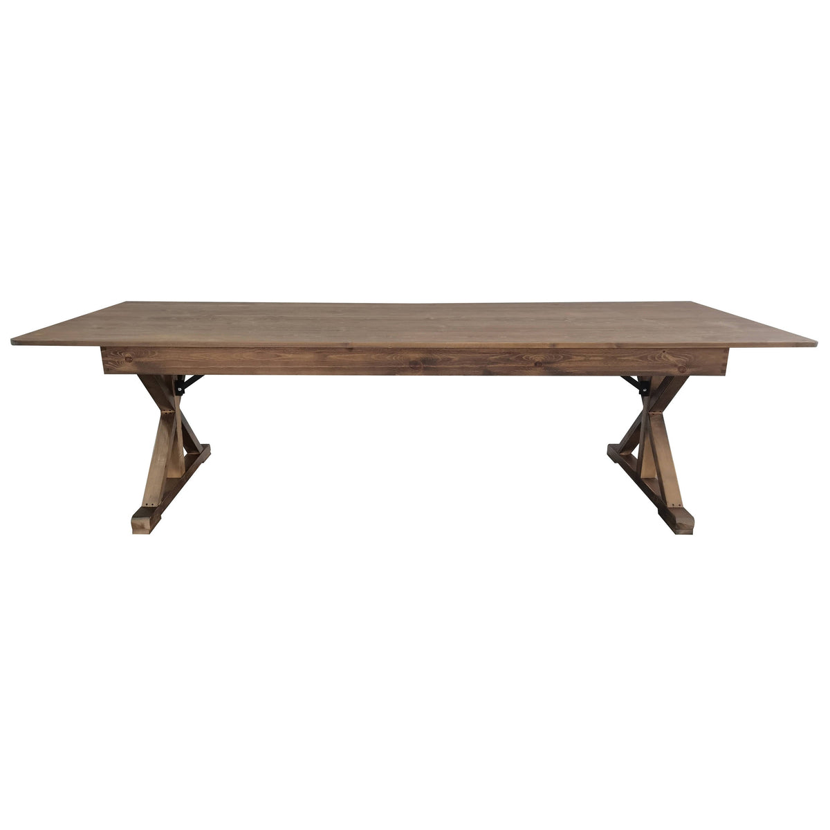Flash Furniture XA-F-108X40-XLEGS-GG Solid Pine Farm Dining Table with X-Style Legs in Antique Rustic - 9' x 40" - View 6
