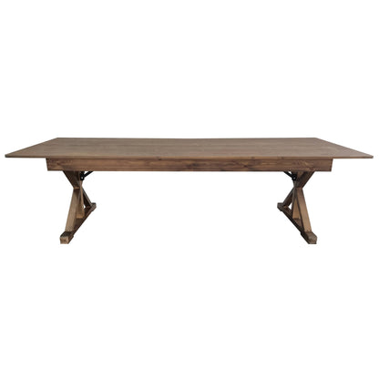 Flash Furniture XA-F-108X40-XLEGS-GG Solid Pine Farm Dining Table with X-Style Legs in Antique Rustic - 9' x 40" - View 6