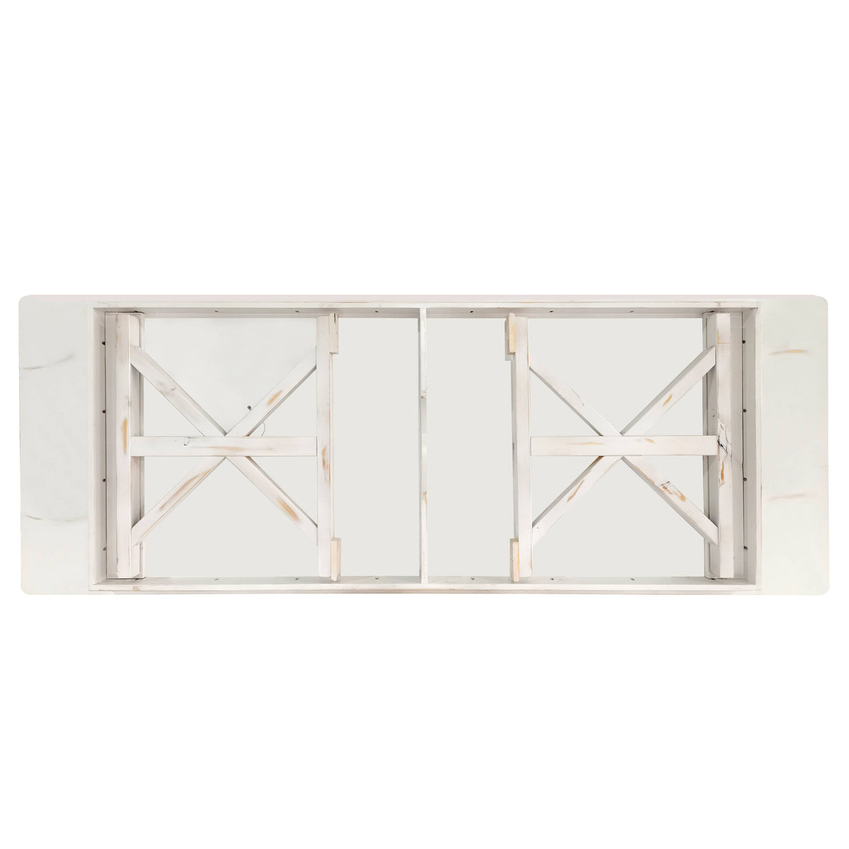 Flash Furniture XA-F-108X40-XLEGS-WH-GG Solid Pine Farm Dining Table with X-Style Legs in Antique Rustic White-9' x 40" - View 4