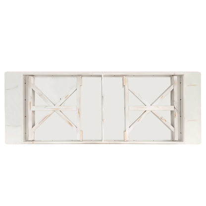 Flash Furniture XA-F-108X40-XLEGS-WH-GG Solid Pine Farm Dining Table with X-Style Legs in Antique Rustic White-9' x 40" - View 4