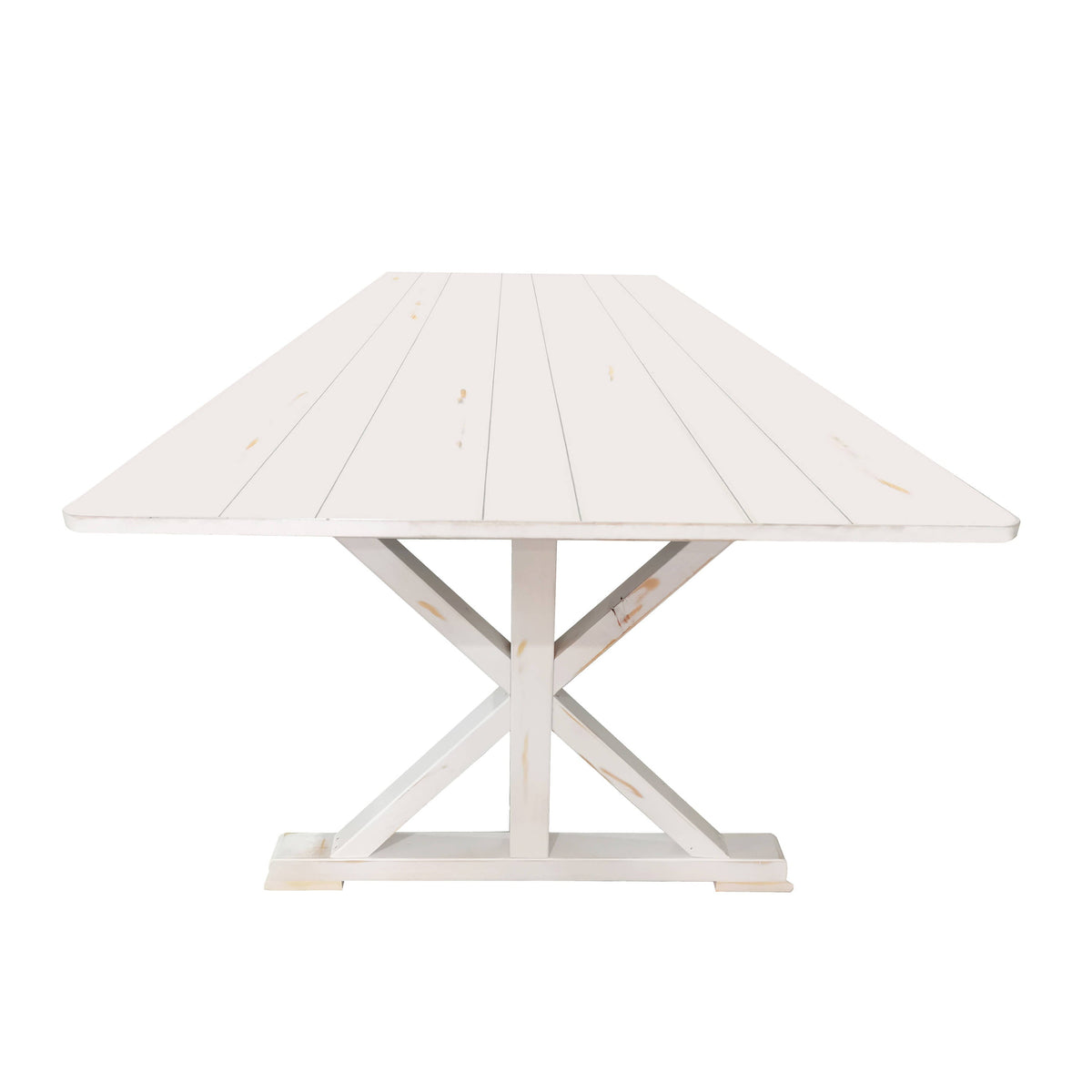 Flash Furniture XA-F-108X40-XLEGS-WH-GG Solid Pine Farm Dining Table with X-Style Legs in Antique Rustic White-9' x 40" - View 5