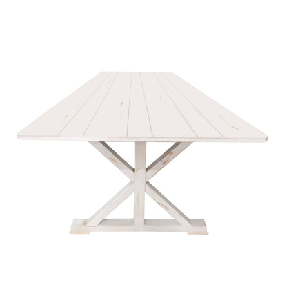 Flash Furniture XA-F-108X40-XLEGS-WH-GG Solid Pine Farm Dining Table with X-Style Legs in Antique Rustic White-9' x 40" - View 5