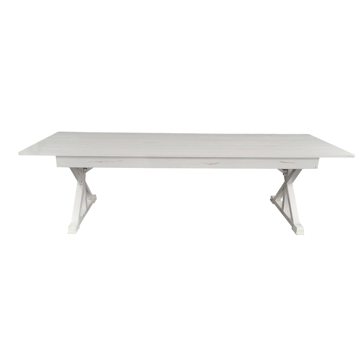 Flash Furniture XA-F-108X40-XLEGS-WH-GG Solid Pine Farm Dining Table with X-Style Legs in Antique Rustic White-9' x 40" - View 6