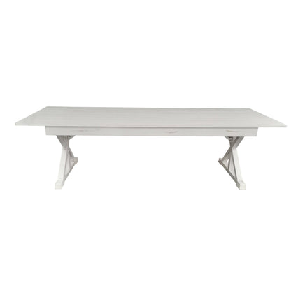 Flash Furniture XA-F-108X40-XLEGS-WH-GG Solid Pine Farm Dining Table with X-Style Legs in Antique Rustic White-9' x 40" - View 6