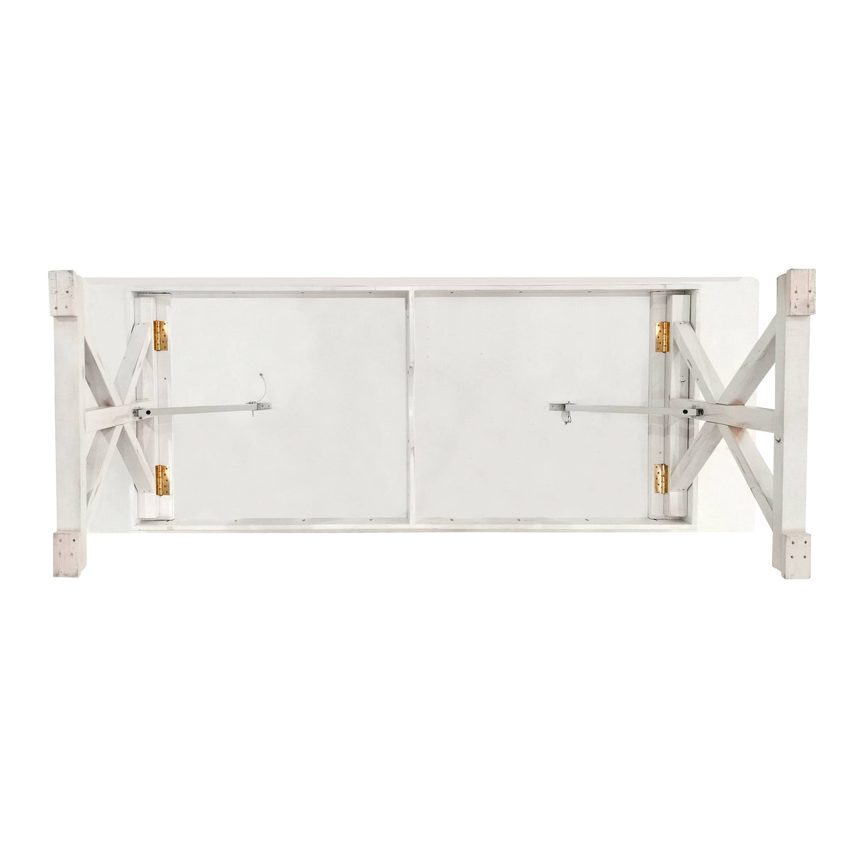 Flash Furniture XA-F-108X40-XLEGS-WH-GG Solid Pine Farm Dining Table with X-Style Legs in Antique Rustic White-9' x 40" - View 8