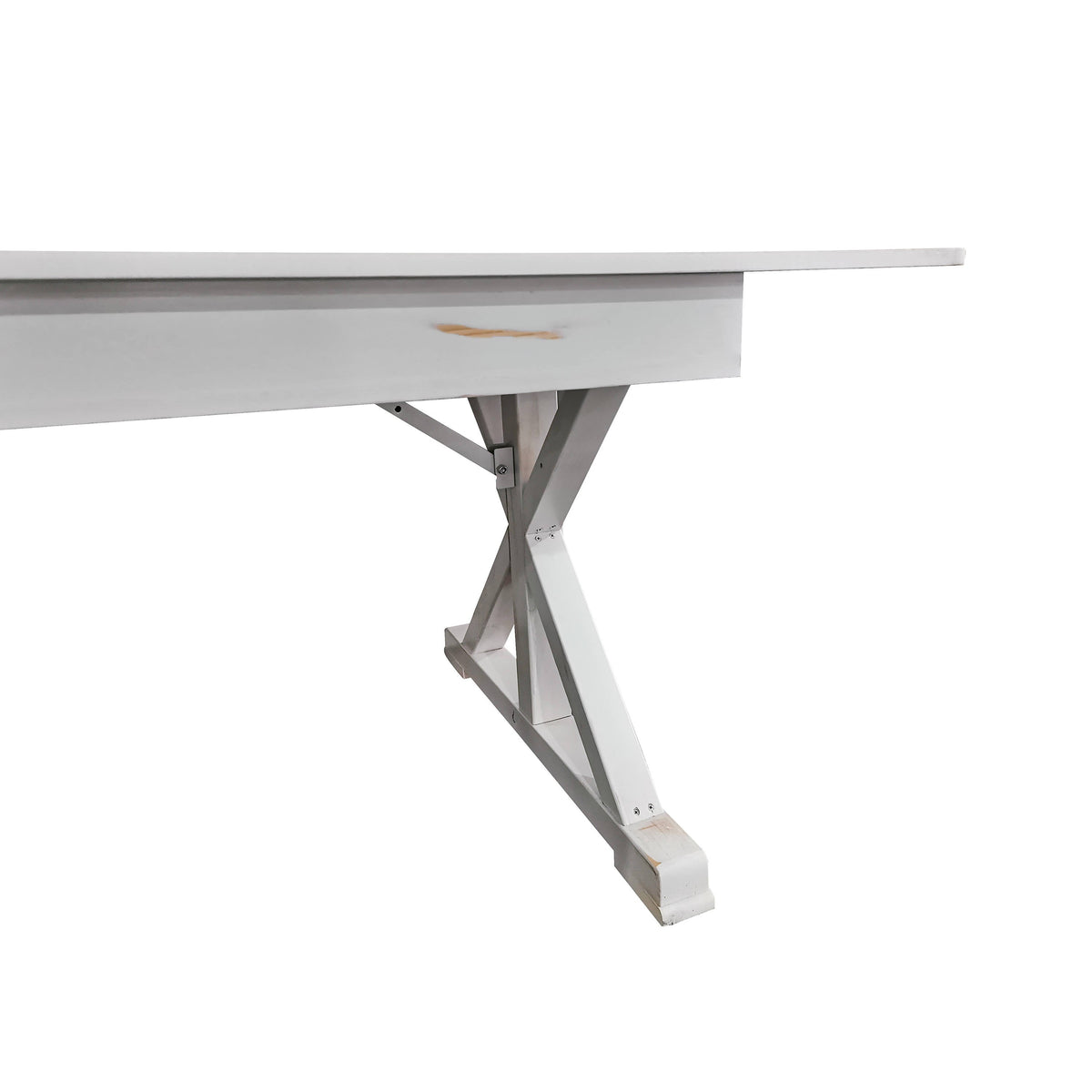 Flash Furniture XA-F-108X40-XLEGS-WH-GG Solid Pine Farm Dining Table with X-Style Legs in Antique Rustic White-9' x 40" - View 9