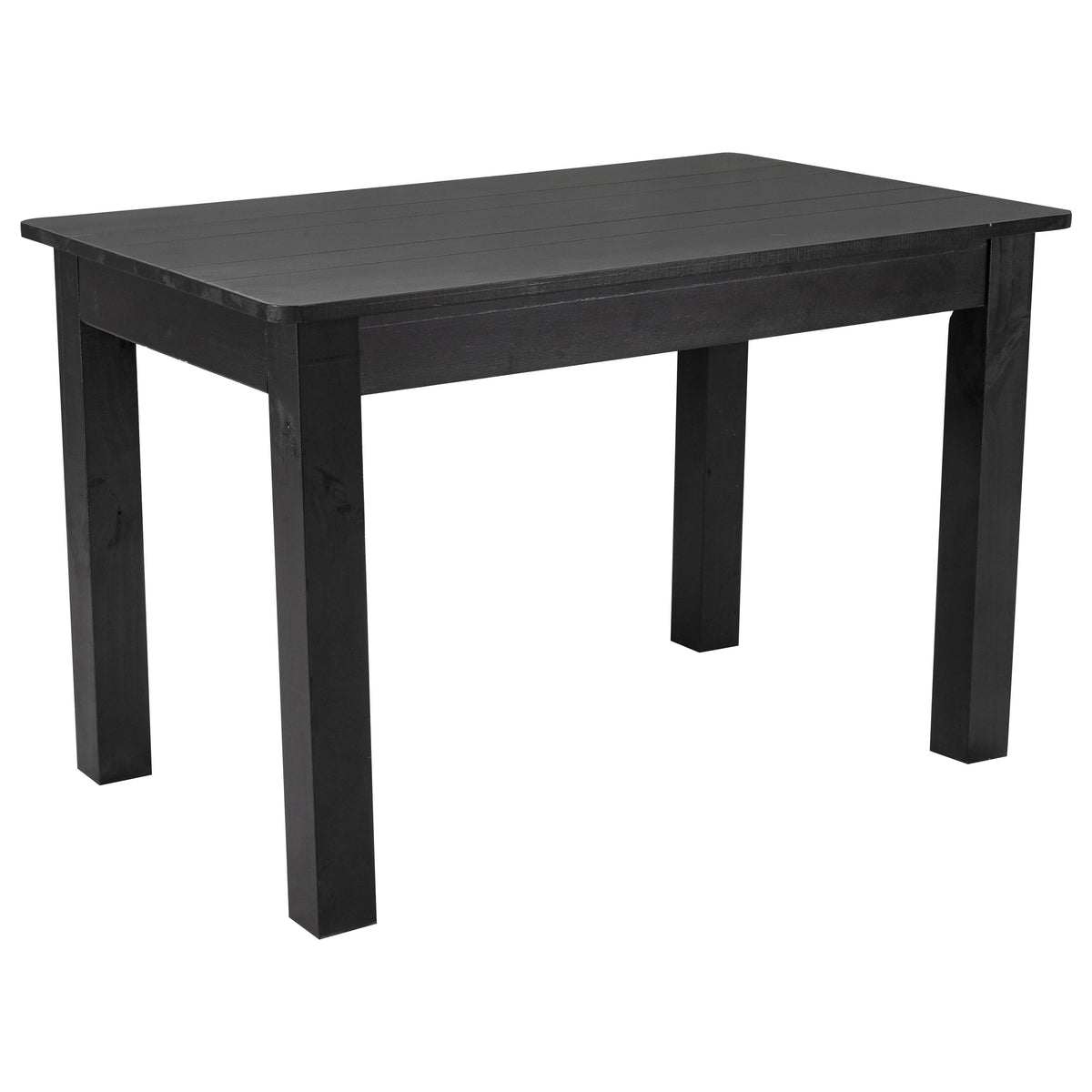 Flash Furniture XA-F-46X30-BW-GG 46" x 30" Rectangular Black Wash Solid Pine Farm Dining Table - Main view