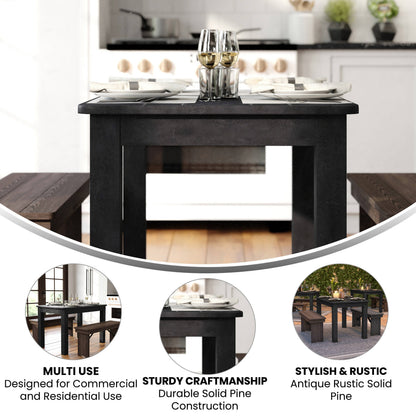Flash Furniture XA-F-46X30-BW-GG 46" x 30" Rectangular Black Wash Solid Pine Farm Dining Table - View 2
