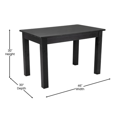 Flash Furniture XA-F-46X30-BW-GG 46" x 30" Rectangular Black Wash Solid Pine Farm Dining Table - View 4