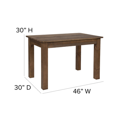 Flash Furniture XA-F-46X30-GG 46" x 30" Rectangular Antique Rustic Solid Pine Farm Dining Table - View 4
