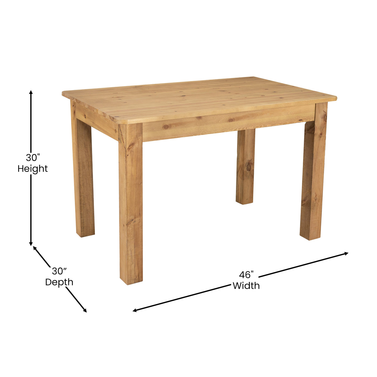 Flash Furniture XA-F-46X30-LN-GG 46" x 30" Rectangular Light Natural Solid Pine Farm Dining Table - View 4