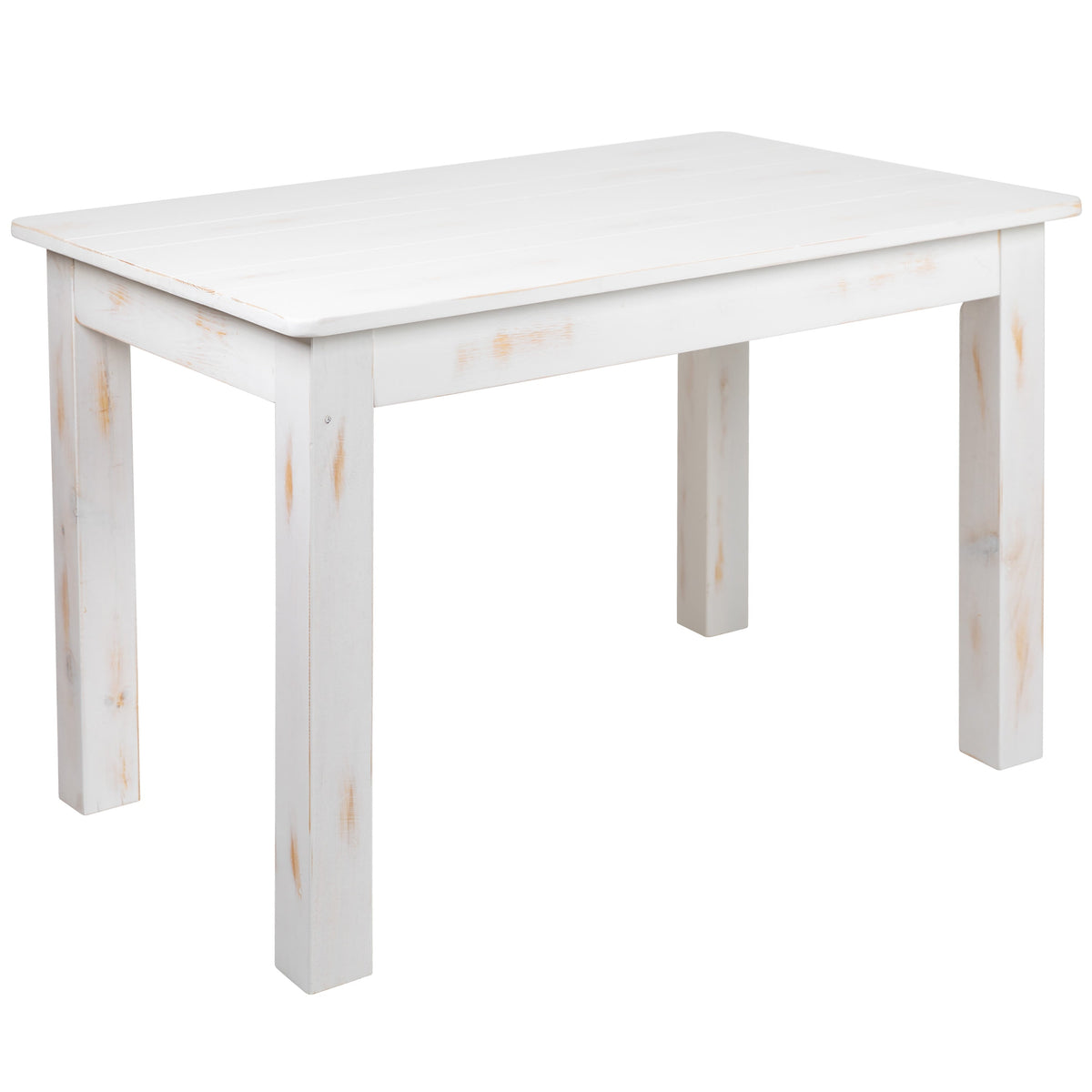 Flash Furniture XA-F-46X30-WH-GG 46" x 30" Rectangular Antique Rustic White Solid Pine Farm Dining Table - Main view