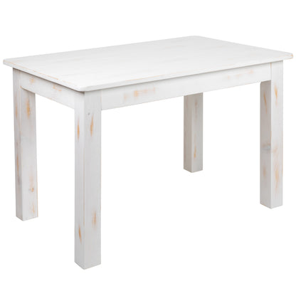 Flash Furniture XA-F-46X30-WH-GG 46" x 30" Rectangular Antique Rustic White Solid Pine Farm Dining Table - Main view
