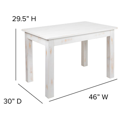 Flash Furniture XA-F-46X30-WH-GG 46" x 30" Rectangular Antique Rustic White Solid Pine Farm Dining Table - View 4
