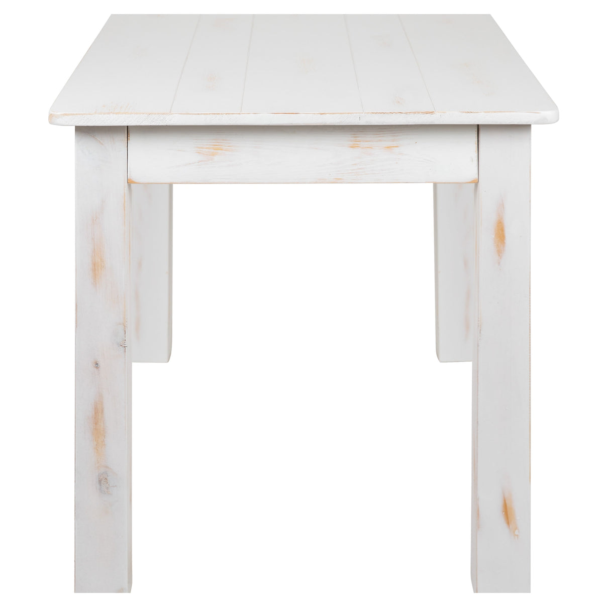 Flash Furniture XA-F-46X30-WH-GG 46" x 30" Rectangular Antique Rustic White Solid Pine Farm Dining Table - View 6