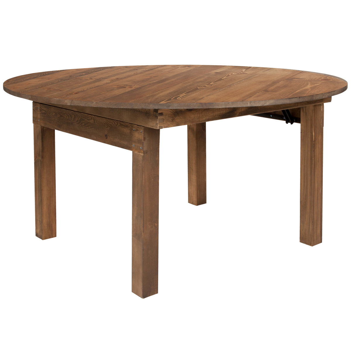 Flash Furniture XA-F-60-RD-GG 60" Round Antique Rustic Solid Pine Folding Farm Dining Table - Main view
