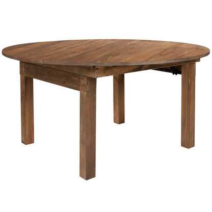 Flash Furniture XA-F-60-RD-GG 60" Round Antique Rustic Solid Pine Folding Farm Dining Table - Main view