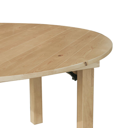 Flash Furniture XA-F-60-RD-LN-GG 60" Round Antique Rustic Solid Pine Farmhouse Folding Table in Light Natural - View 6