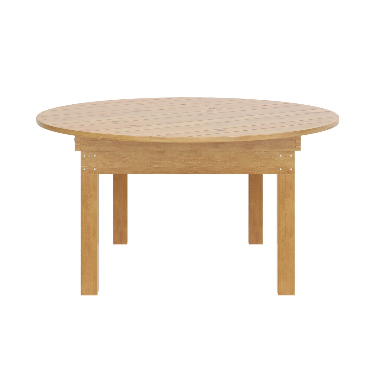 Flash Furniture XA-F-60-RD-LN-GG 60" Round Antique Rustic Solid Pine Farmhouse Folding Table in Light Natural - View 8