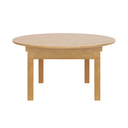 Flash Furniture XA-F-60-RD-LN-GG 60" Round Antique Rustic Solid Pine Farmhouse Folding Table in Light Natural - View 8