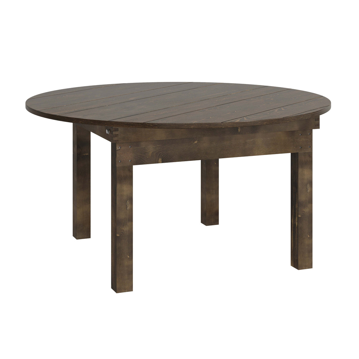 Flash Furniture XA-F-60-RD-MG-GG 60" Round Antique Rustic Solid Pine Farmhouse Folding Table in Mahogany - Main view