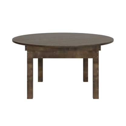 Flash Furniture XA-F-60-RD-MG-GG 60" Round Antique Rustic Solid Pine Farmhouse Folding Table in Mahogany - View 9