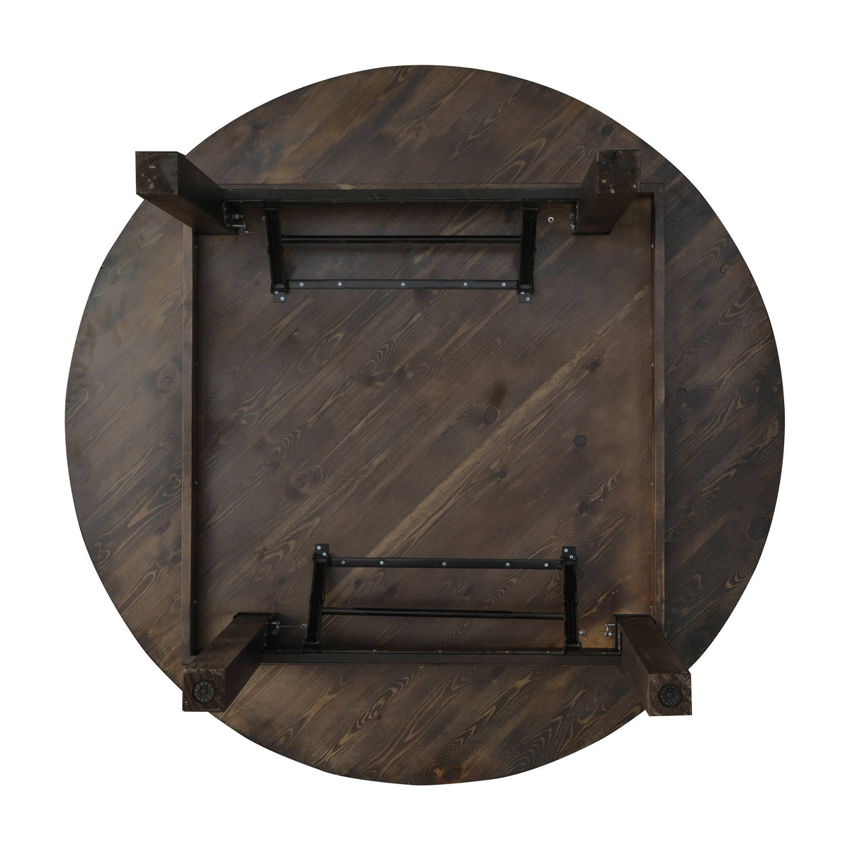 Flash Furniture XA-F-60-RD-MG-GG 60" Round Antique Rustic Solid Pine Farmhouse Folding Table in Mahogany - View 11