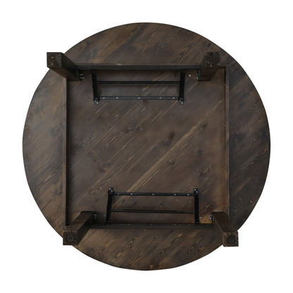 Flash Furniture XA-F-60-RD-MG-GG 60" Round Antique Rustic Solid Pine Farmhouse Folding Table in Mahogany - View 11