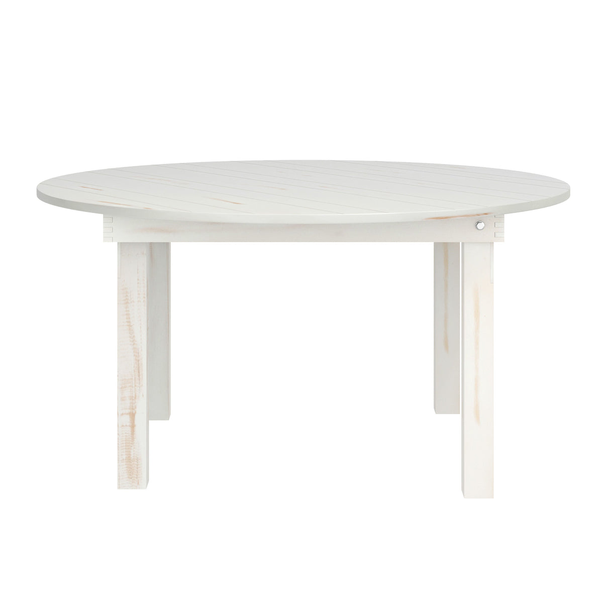 Flash Furniture XA-F-60-RD-WH-GG 60" Round Antique Rustic Solid Pine Farmhouse Folding Table in White - Main view