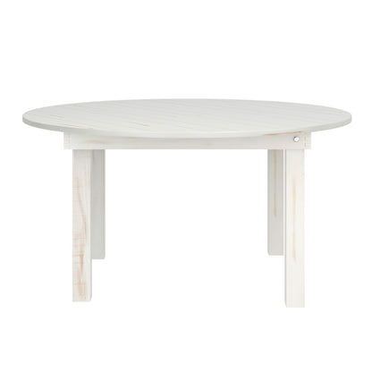 Flash Furniture XA-F-60-RD-WH-GG 60" Round Antique Rustic Solid Pine Farmhouse Folding Table in White - Main view