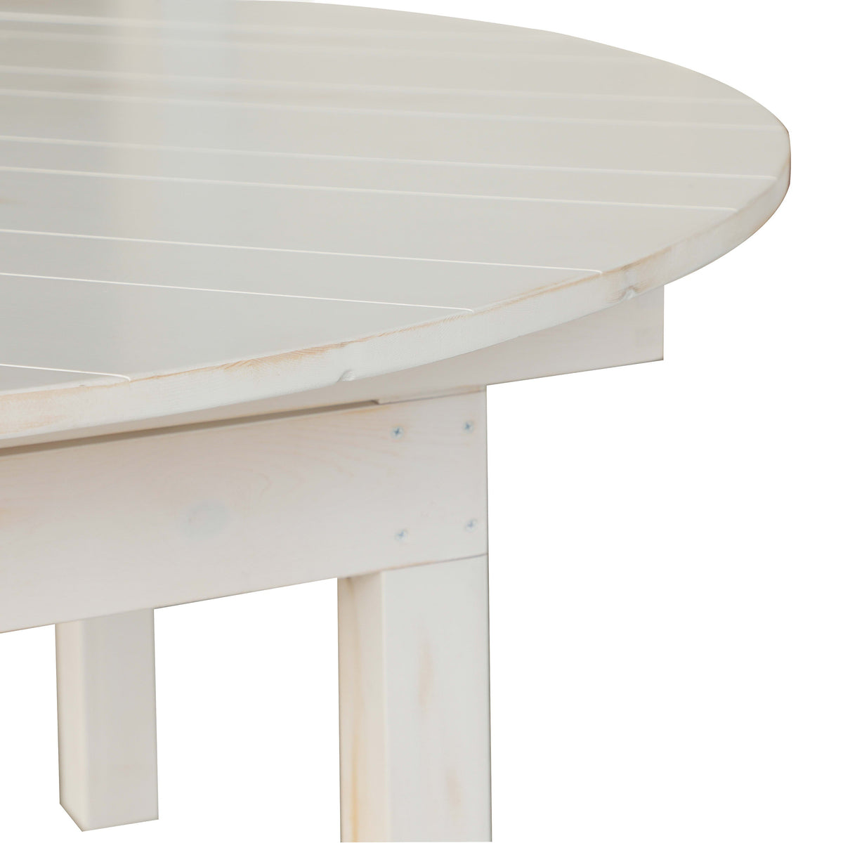 Flash Furniture XA-F-60-RD-WH-GG 60" Round Antique Rustic Solid Pine Farmhouse Folding Table in White - View 7