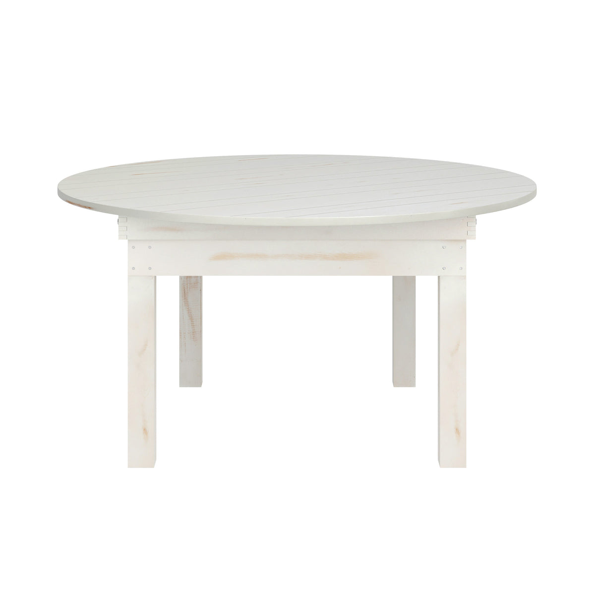 Flash Furniture XA-F-60-RD-WH-GG 60" Round Antique Rustic Solid Pine Farmhouse Folding Table in White - View 9