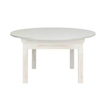 Flash Furniture XA-F-60-RD-WH-GG 60" Round Antique Rustic Solid Pine Farmhouse Folding Table in White - View 9