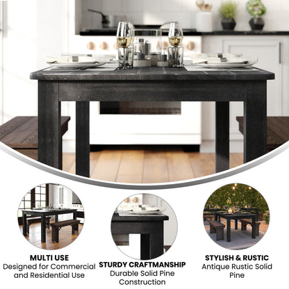 Flash Furniture XA-F-60X38-BW-GG 60" x 38" Rectangular Black Wash Solid Pine Farm Dining Table - View 2