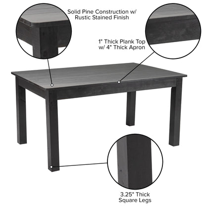 Flash Furniture XA-F-60X38-BW-GG 60" x 38" Rectangular Black Wash Solid Pine Farm Dining Table - View 3